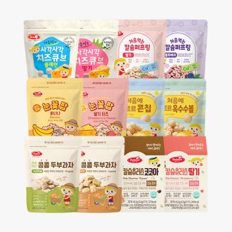 [베베스트] 아이 간식 치즈큐브·두부과자·츄러스 과자 16종 골라담기