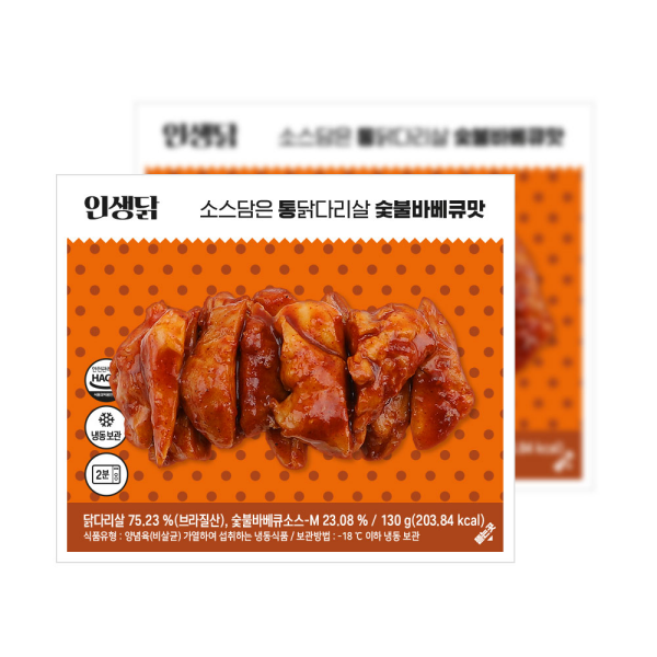 인생닭 소스담은 닭다리살 숯불바베큐맛 130g 